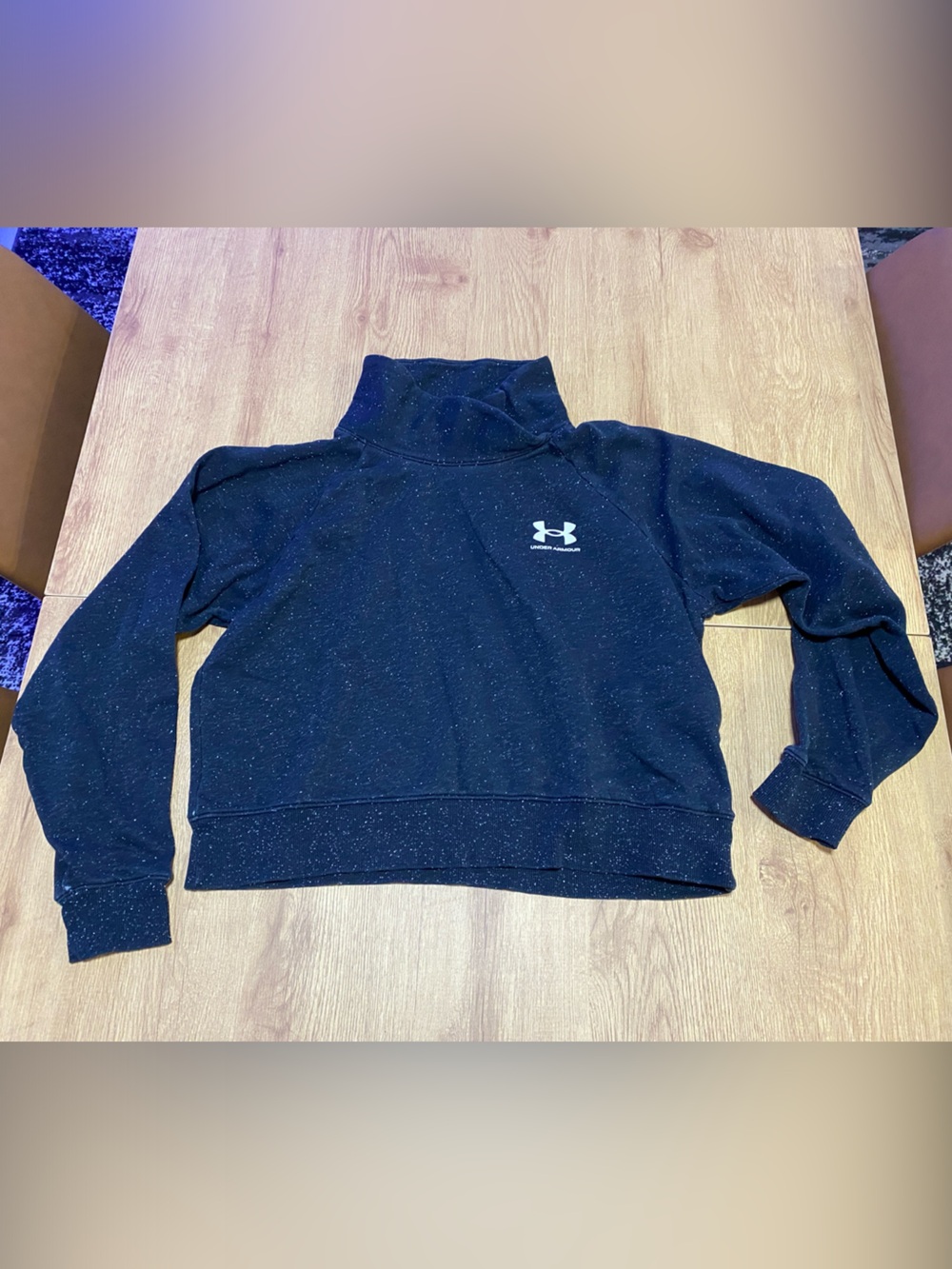Under Armour Black Speckle Pullover Hoodie with Logo - Picture 1 of 10